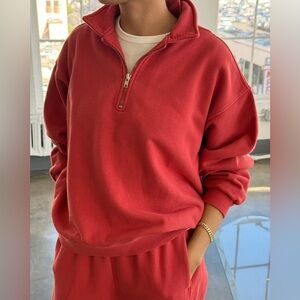 Le Bon Shoppe red terry quarter zip sweatshirt